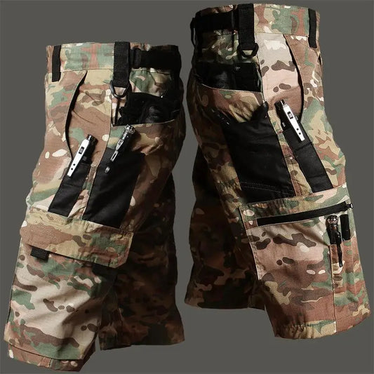 Military Green Outdoor Work Pants Men'S Camouflage Solid Color Training Shorts Summer Multi Mouth Bag Military Style Shorts