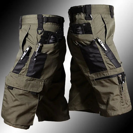 Military Green Outdoor Work Pants Men'S Camouflage Solid Color Training Shorts Summer Multi Mouth Bag Military Style Shorts
